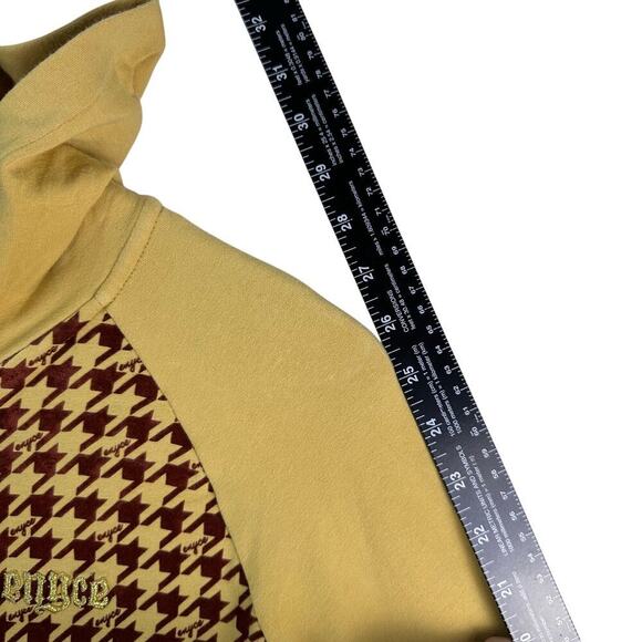 ENYCE Houndstooth Full Zip Jacket Hooded Embroidered Logo Mustard/Burgundy Sz SM - Picture 15 of 16